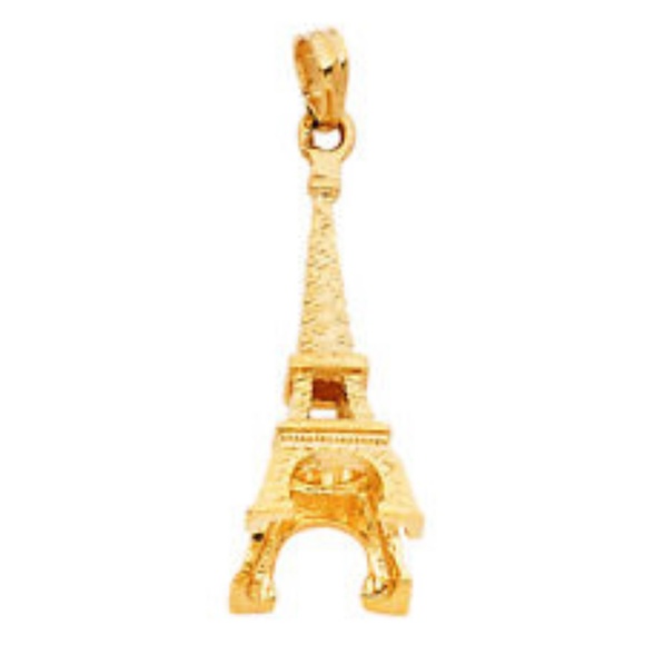 Jewelry - 14K Yellow Gold Eiffel Tower France Charm Pendant